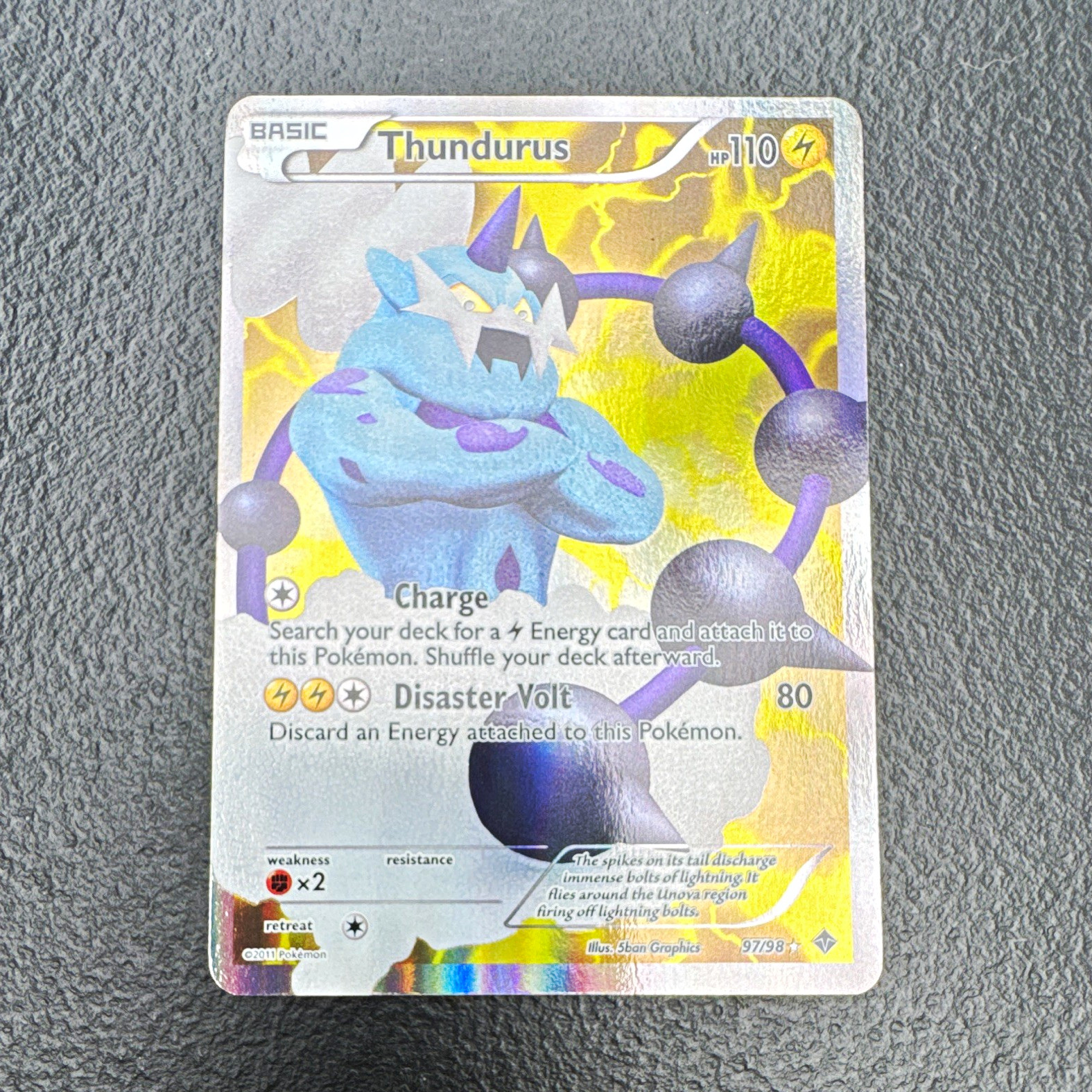 Thundurus 97/98 Emerging Powers Ultra Rare Full Art Holo Pokemon TCG 2011