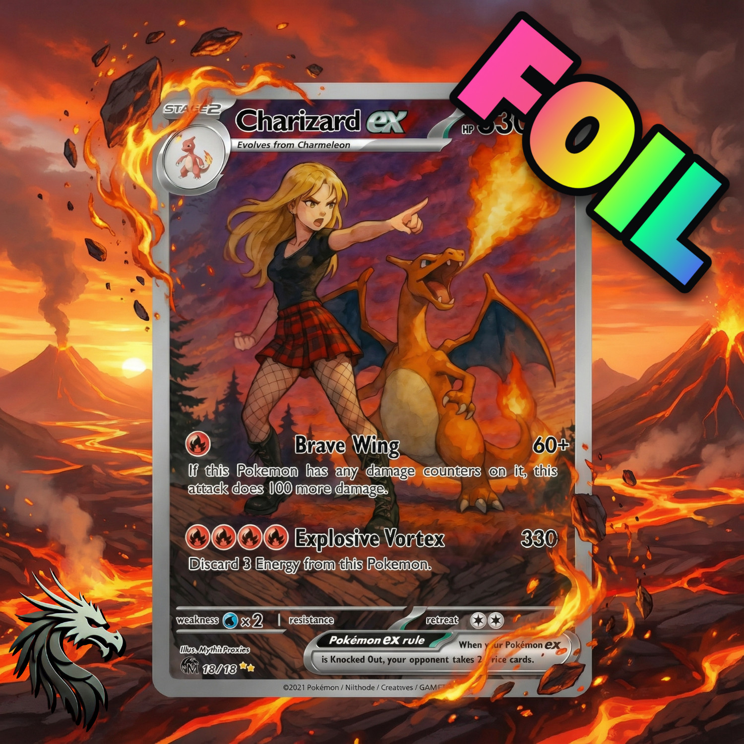 Pokemon Full Art Charizard ex FOIL Altered Art Custom Playtest Card