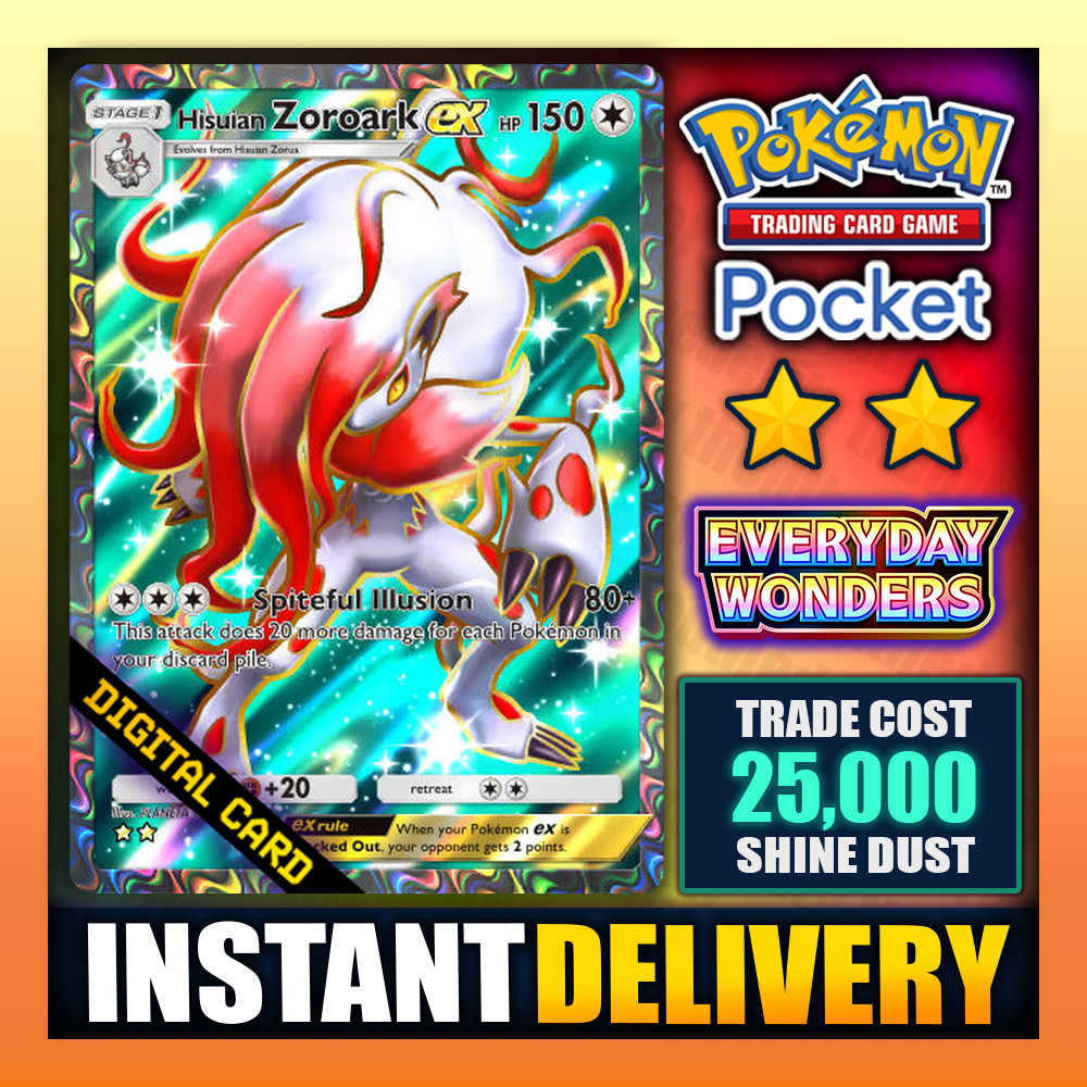 Hisuian Zoroark EX ⭐ Pokemon TCG Pocket – Everyday Wonders – English Instant ✅