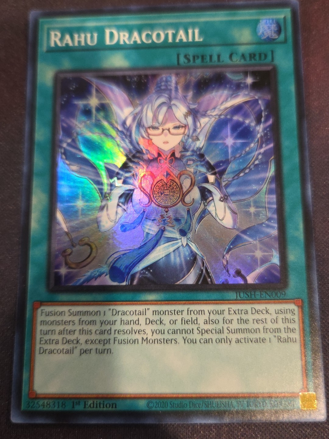 Yugioh! TCG – Rahu Dracotail – Super Rare – JUSH-EN009 – Justice Hunters – 1st