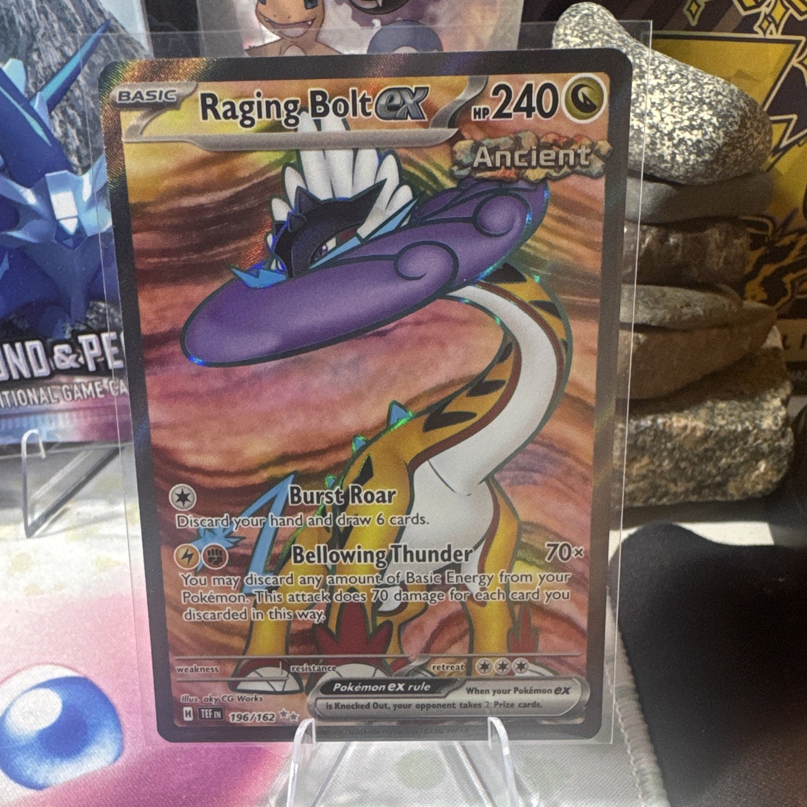 Pokemon TCG Raging Bolt ex 196/162 SV05 Temporal Forces Ultra Rare Holo FA HP240