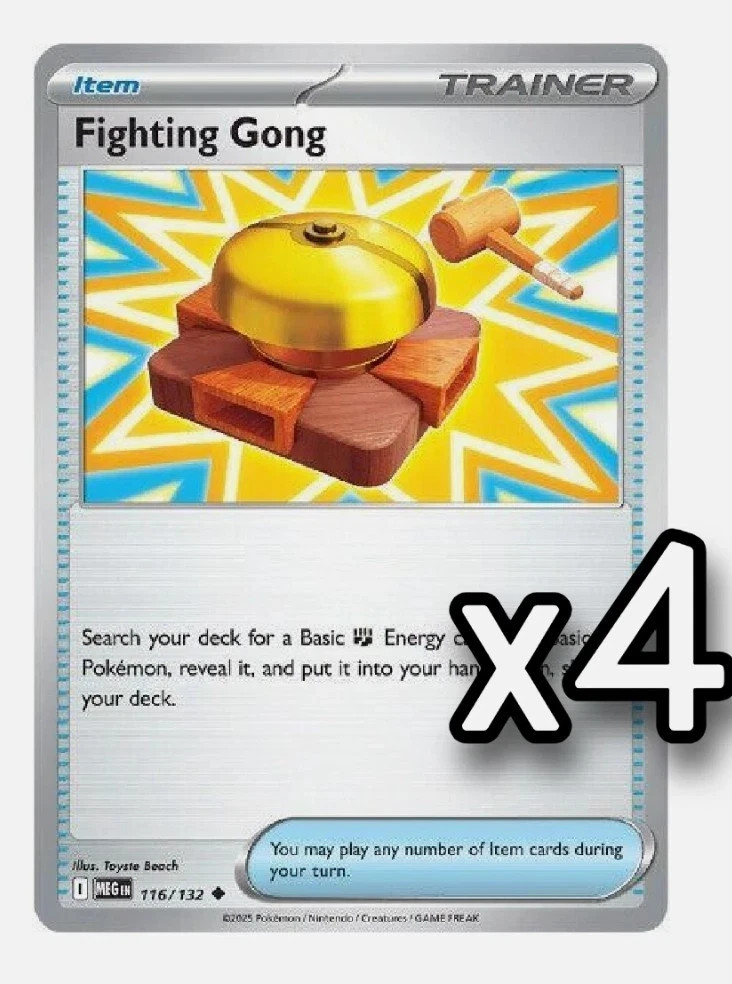 4x Fighting Gong 116/132 Me01: Mega Evolution PLAYSET x4 – Pokemon TCG – NM