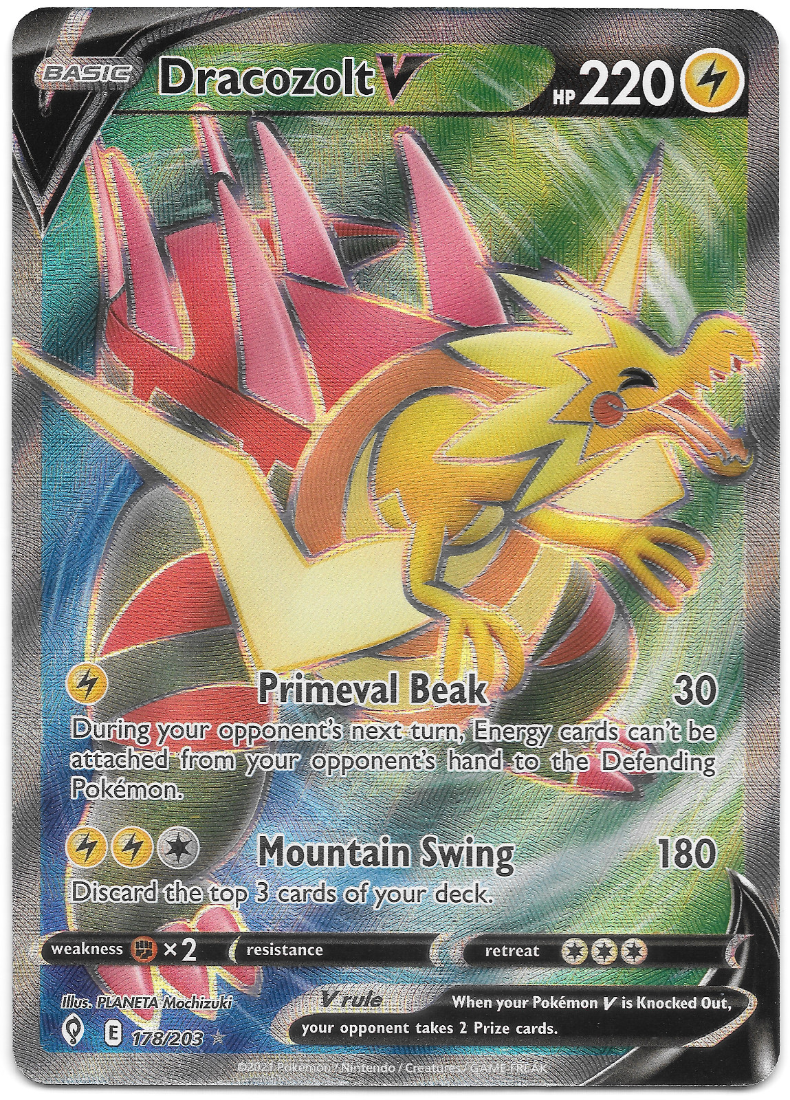 Dracozolt V (Full Art) Holo Ultra Rare SWSH07: Evolving Skies 178/203 NM