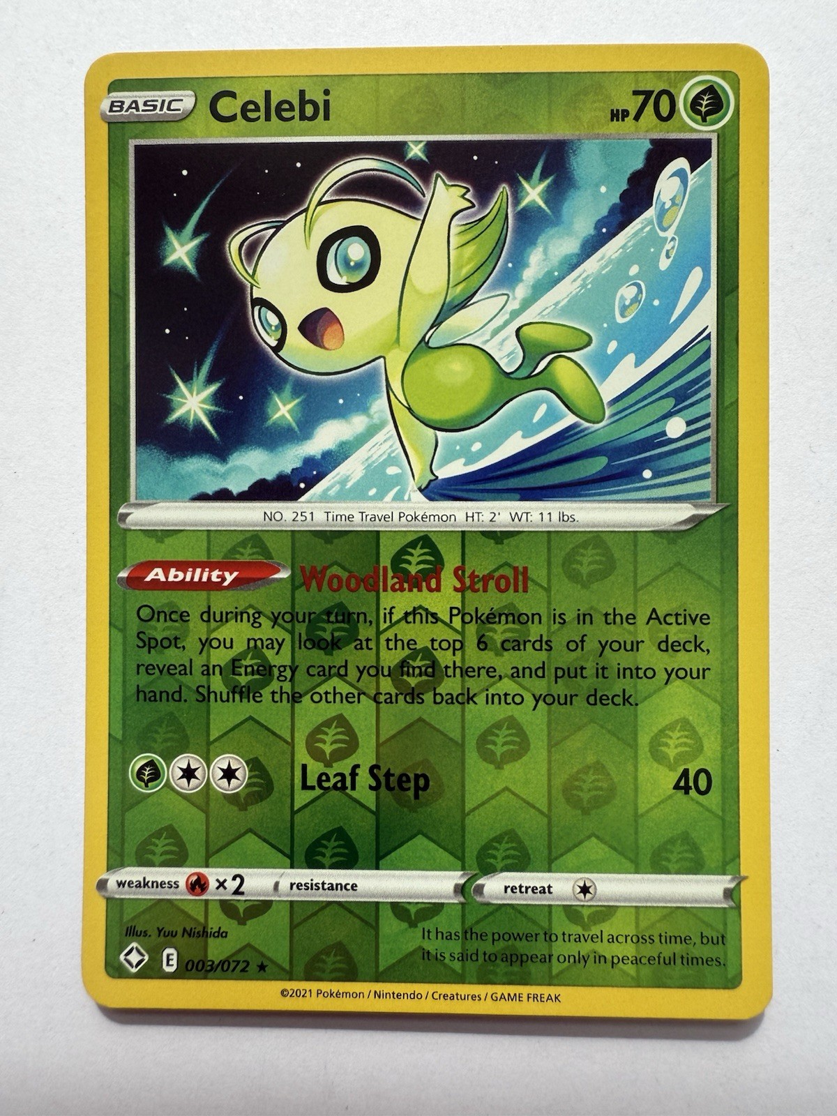 Celebi 003/072 Rare Shining Fates Pokemon Reverse Holo NM