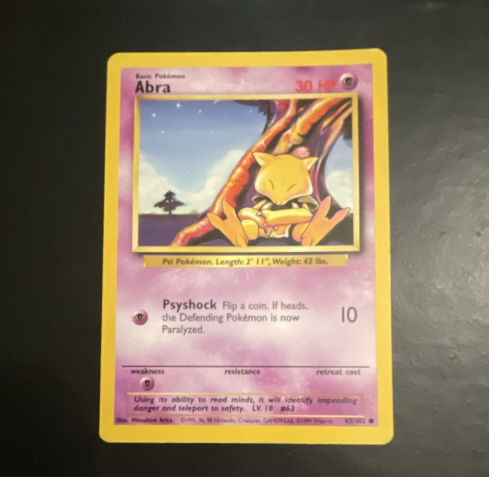 Wizards of the Coast Pokemon TCG Base Set Abra 43/102 1999 Common Regular EN