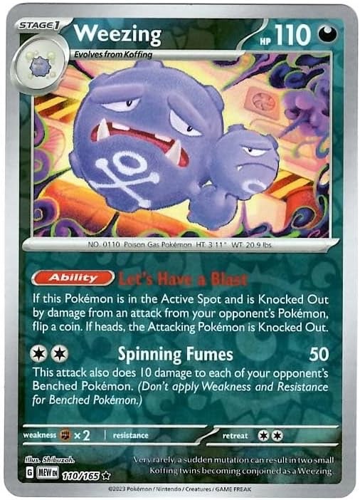 Pokémon – 151 – Weezing – Reverse Rare Holo – 110/165 – ENGLISH – NM/M