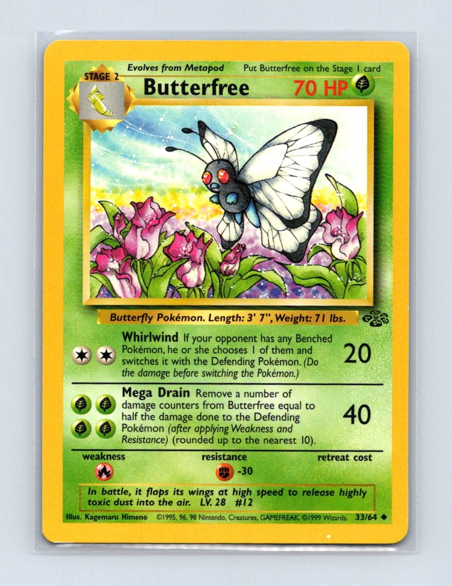 Butterfree 33/64 Uncommon Jungle Pokemon Unlimited Lightly Played