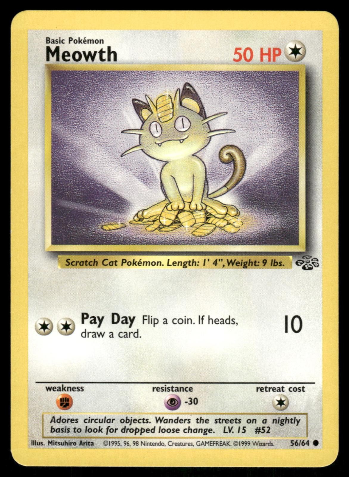 Meowth 56/64 Common Jungle Pokemon Unlimited Near Mint