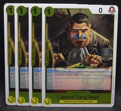 OP10-103 Capone”Gang”Bege X4 Playset Rare English One Piece TCG Card Royal Blood