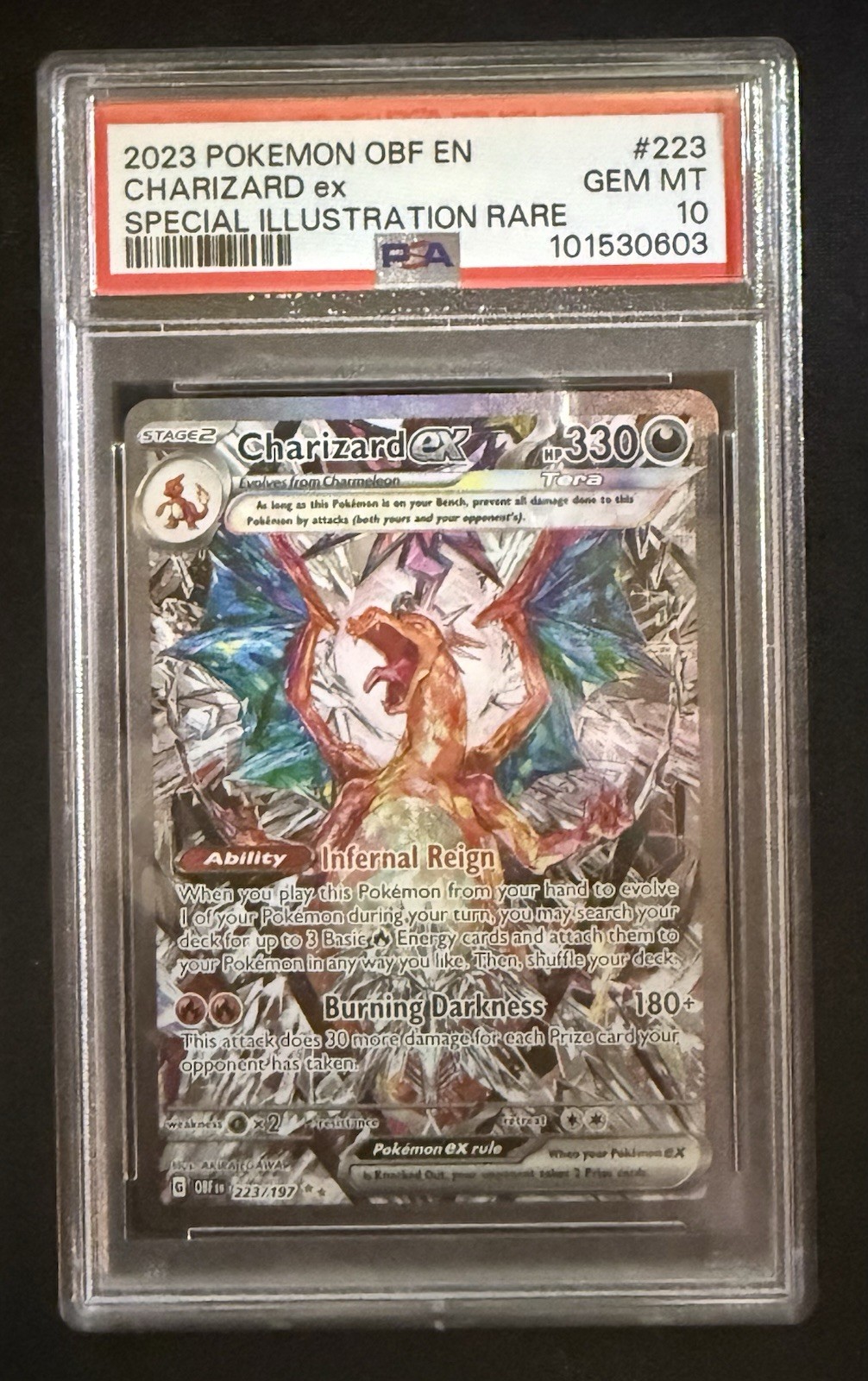 Pokemon 2023 Charizard ex 223/197 Alt Art SIR Obsidian Flames GEM MINT PSA 10