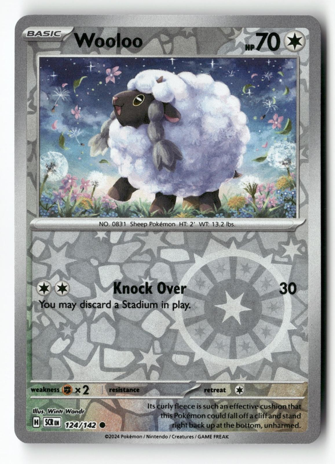 Wooloo 124/142 Common Stellar Crown Pokemon Reverse Holo Near Mint