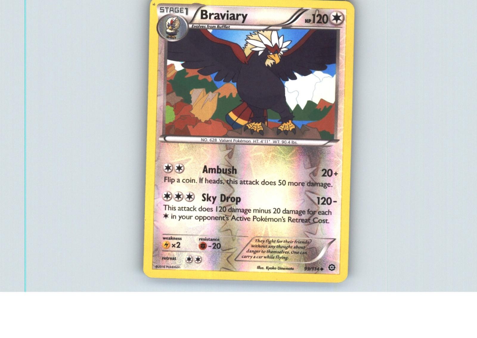 Braviary 93/114 Uncommon Steam Siege Pokemon Reverse Holo Near Mint