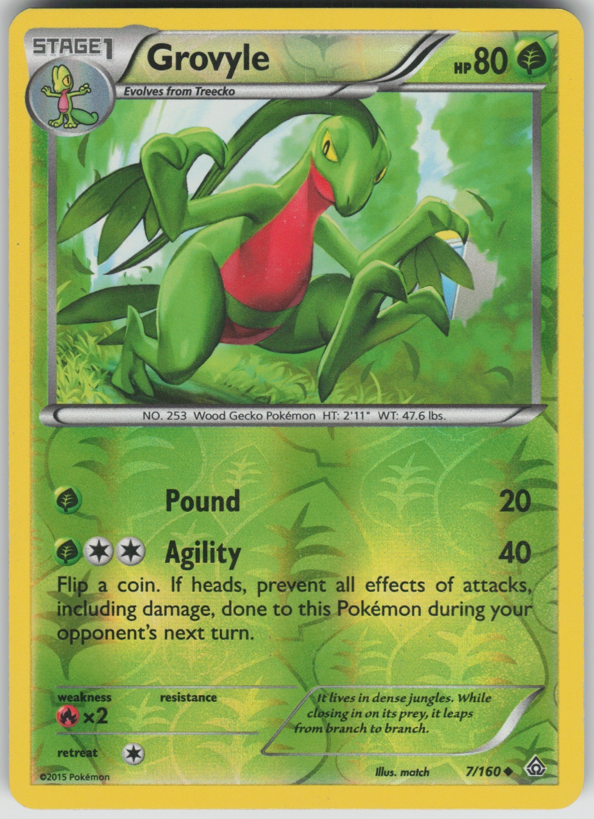 Grovyle 7/160 Uncommon XY – Primal Clash LP Reverse Holo
