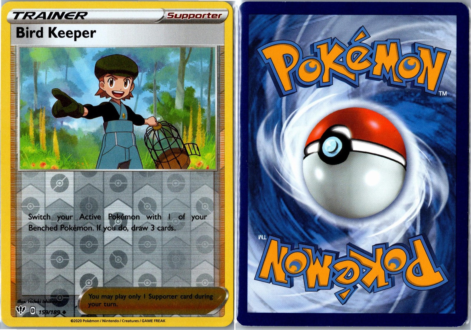 Pokemon Card – Bird Keeper Darkness Ablaze 159/189 2020 Uncommon Reverse Holo NM