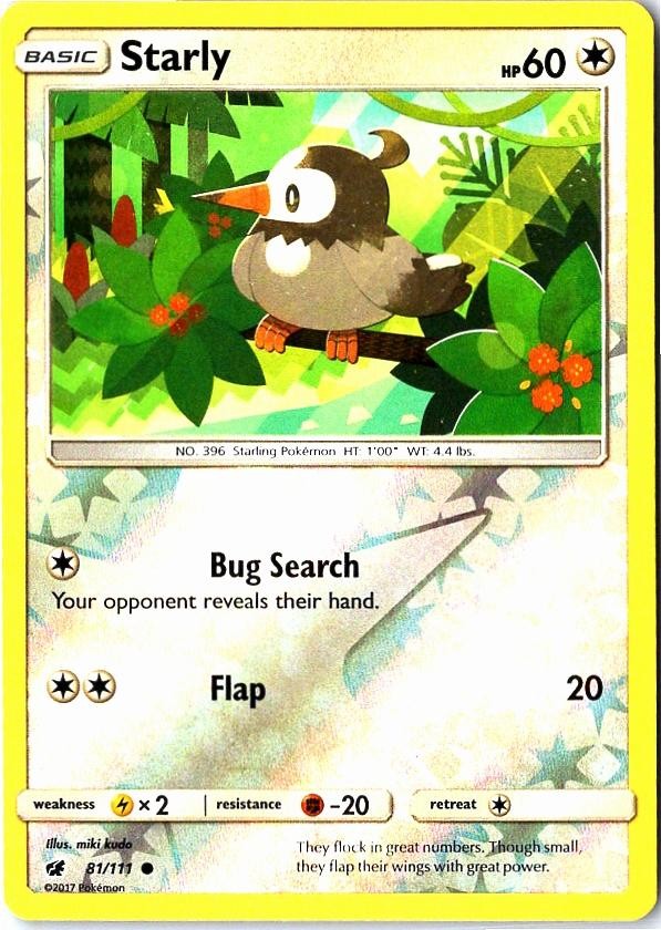 Starly 81/111 Crimson Invasion Pokemon Reverse Holo