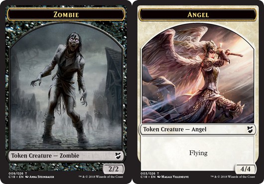 x4 Zombie Token // Angel Token T MTG Commander 2018 M/NM, English