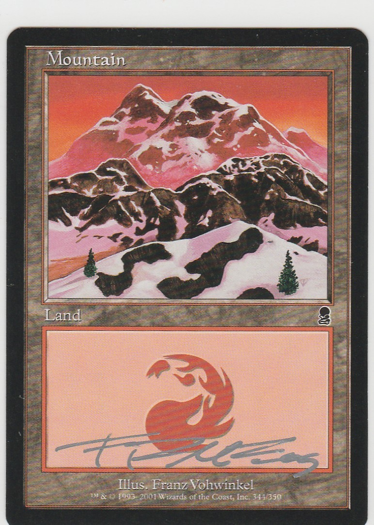 Magic the Gathering ~ Mountain (344 B) ~ M/NM ~ Odyssey ~ Signed by Artist #14