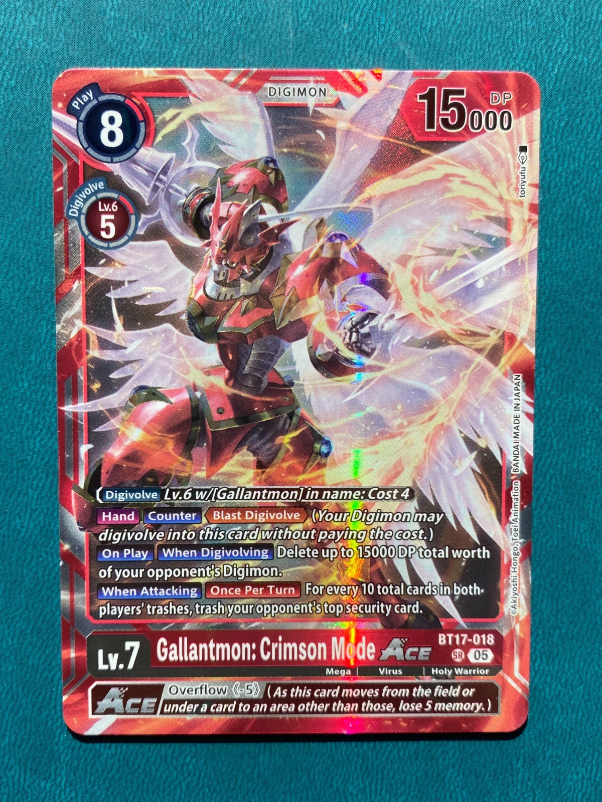 Gallantmon: Crimson Mode ACE BT17-018 AD-01 Reprint Digimon Card Game x1
