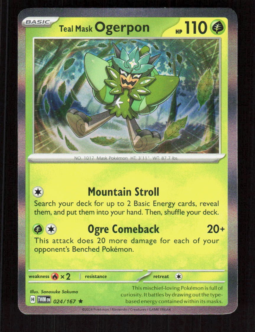 Teal Mask Ogerpon Holo 024/167 SV06: Twilight Masquerade Rare NM