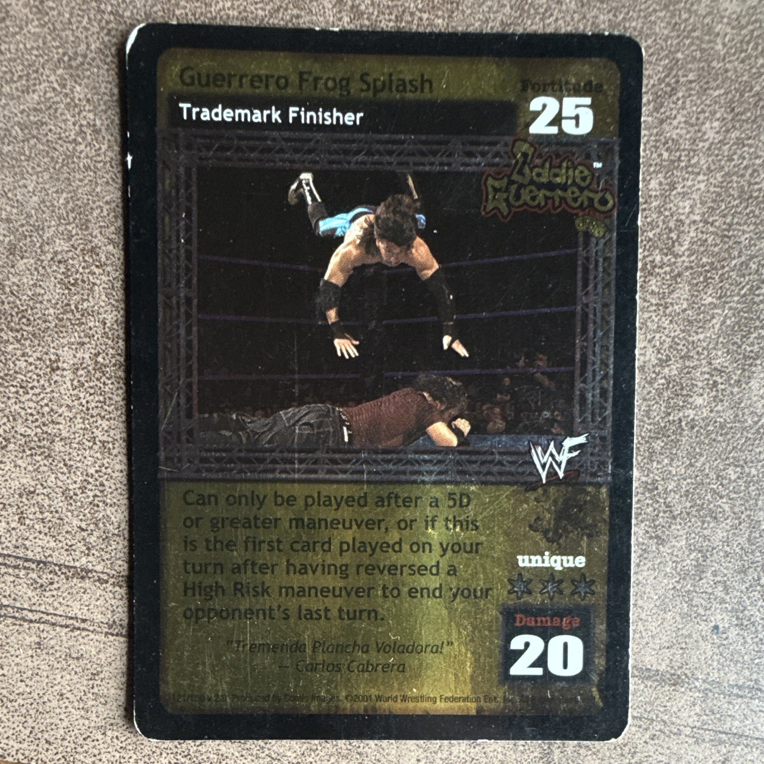 WWF Raw Deal CCG Guerrero Frog Splash Ruthless Trademark Finisher Unique Foil
