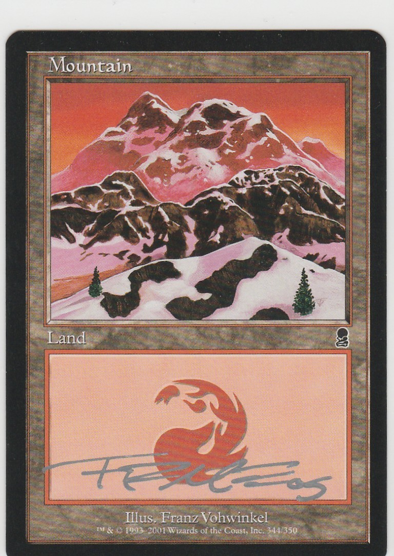 Magic the Gathering ~ Mountain (344 B) ~ M/NM ~ Odyssey ~ Signed by Artist #15
