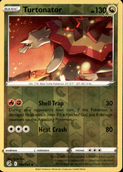 Turtonator Reverse Holo Uncommon SWSH08: Fusion Strike 198/264 NM Ryuta Fuse 202