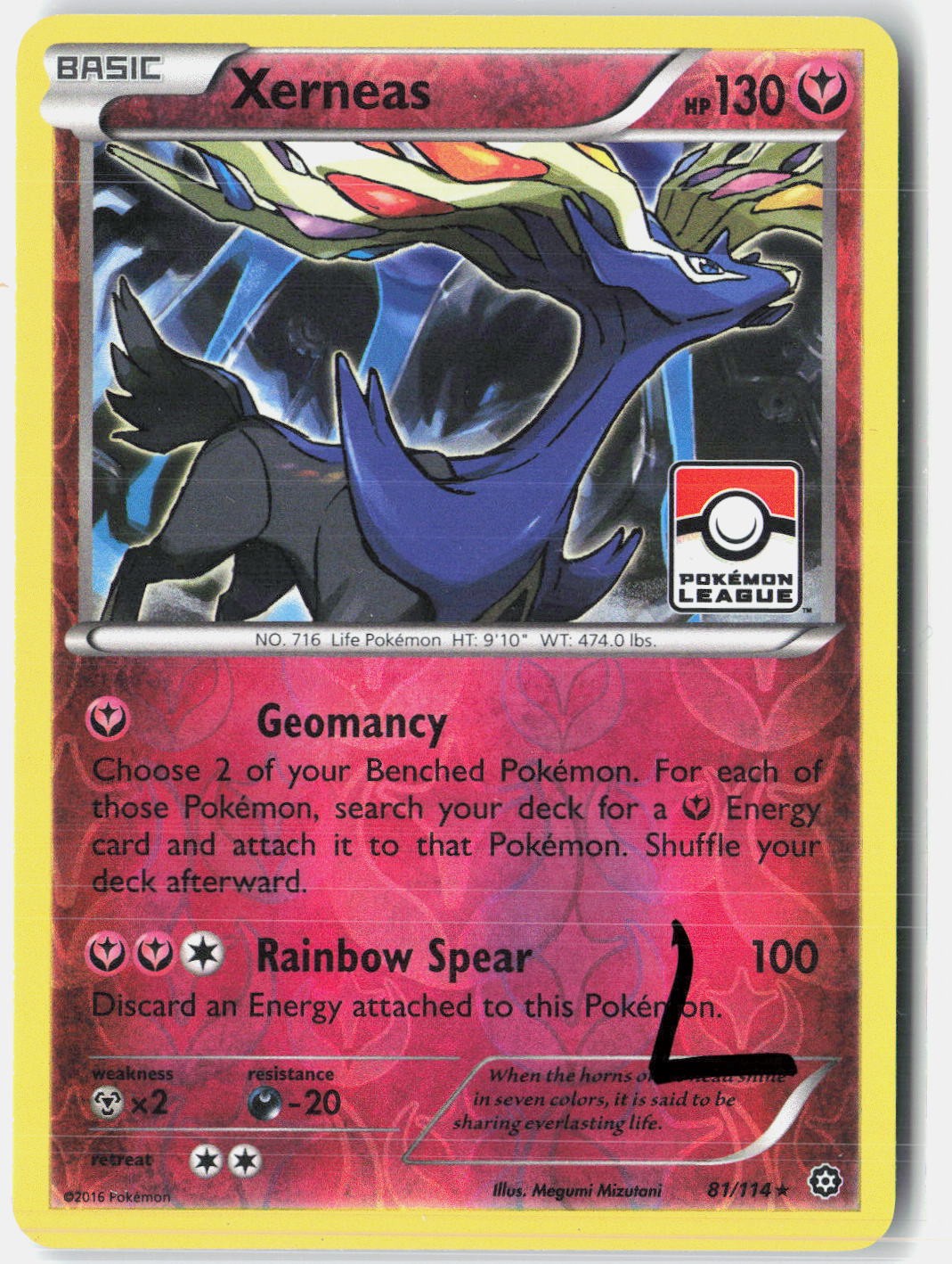 Xerneas (Pokemon League) 81/114 League & Championship Cards Reverse Holo LP