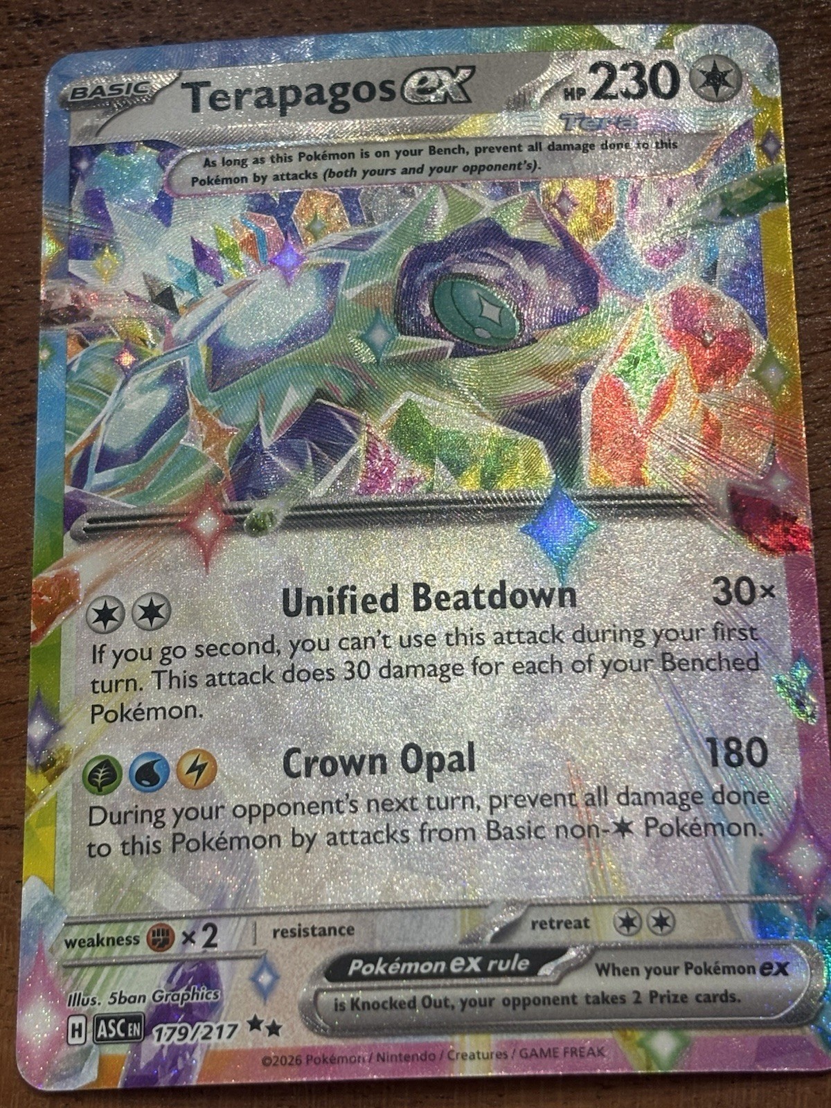 Pokémon TCG Terapagos EX 179/217 Ascended Heroes Double Rare NM Card