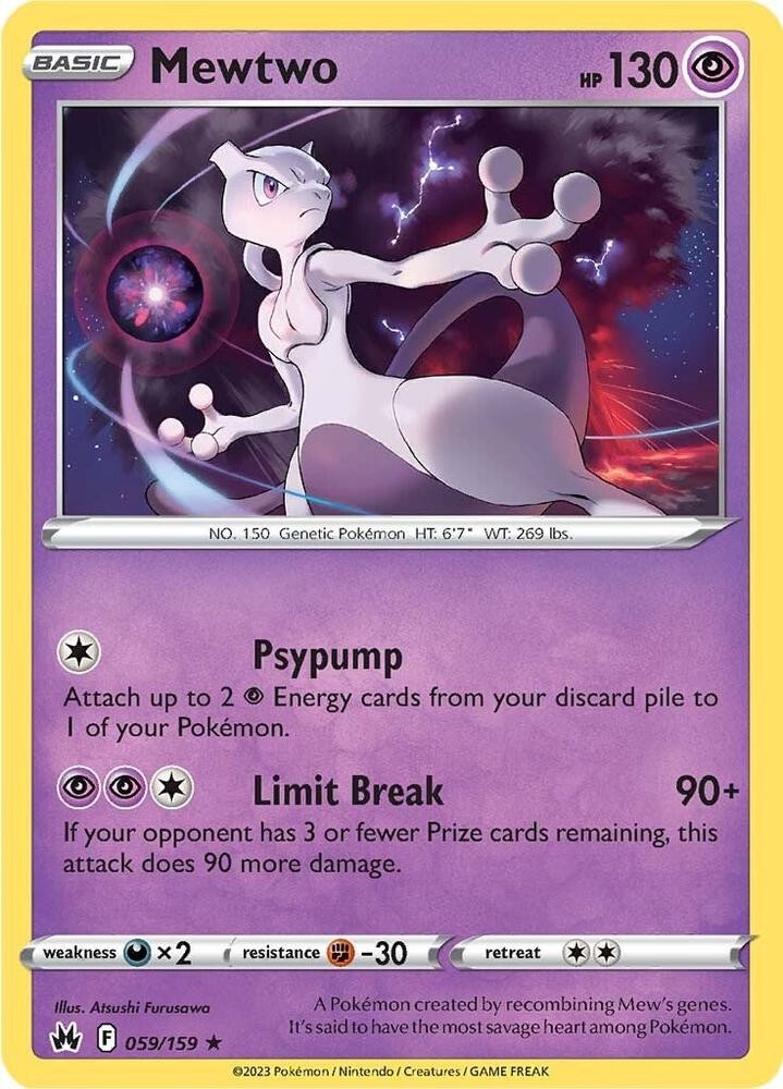 Mewtwo Holo 059/159 SWSH: Crown Zenith Holo Rare NM