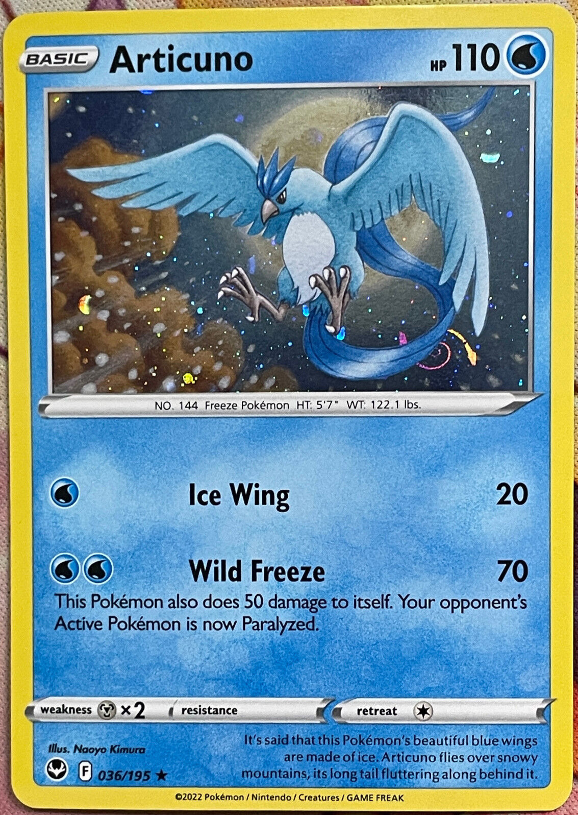 Articuno Cosmos Holo Rare – 036/195 – Silver Tempest Pokemon 2022