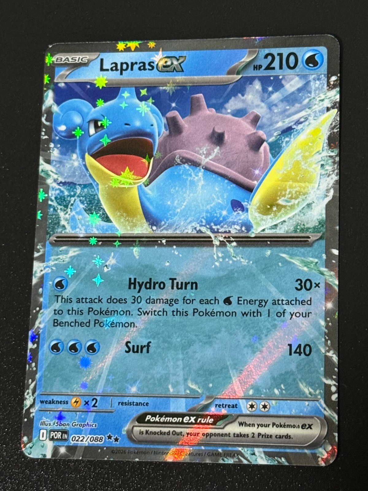 Pokémon Lapras EX Holo Basic 210 HP 027/080 Water Hydro Turn Surf