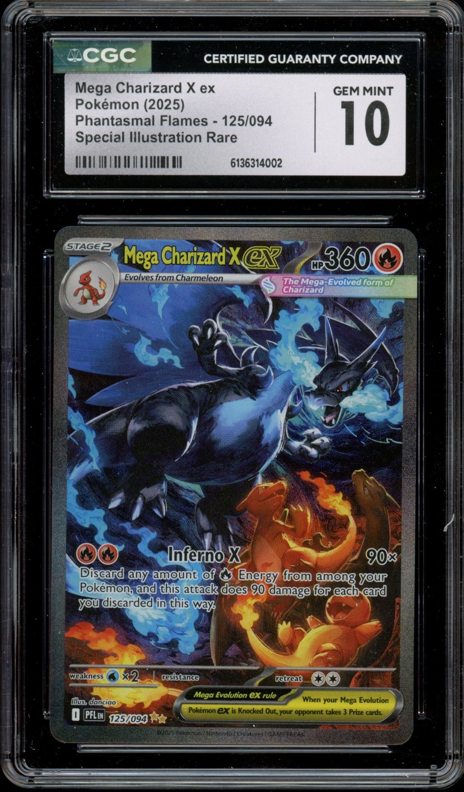 Pokemon CGC 10 Gem Mint Phantasmal Flames SIR Mega Charizard X ex 125/094
