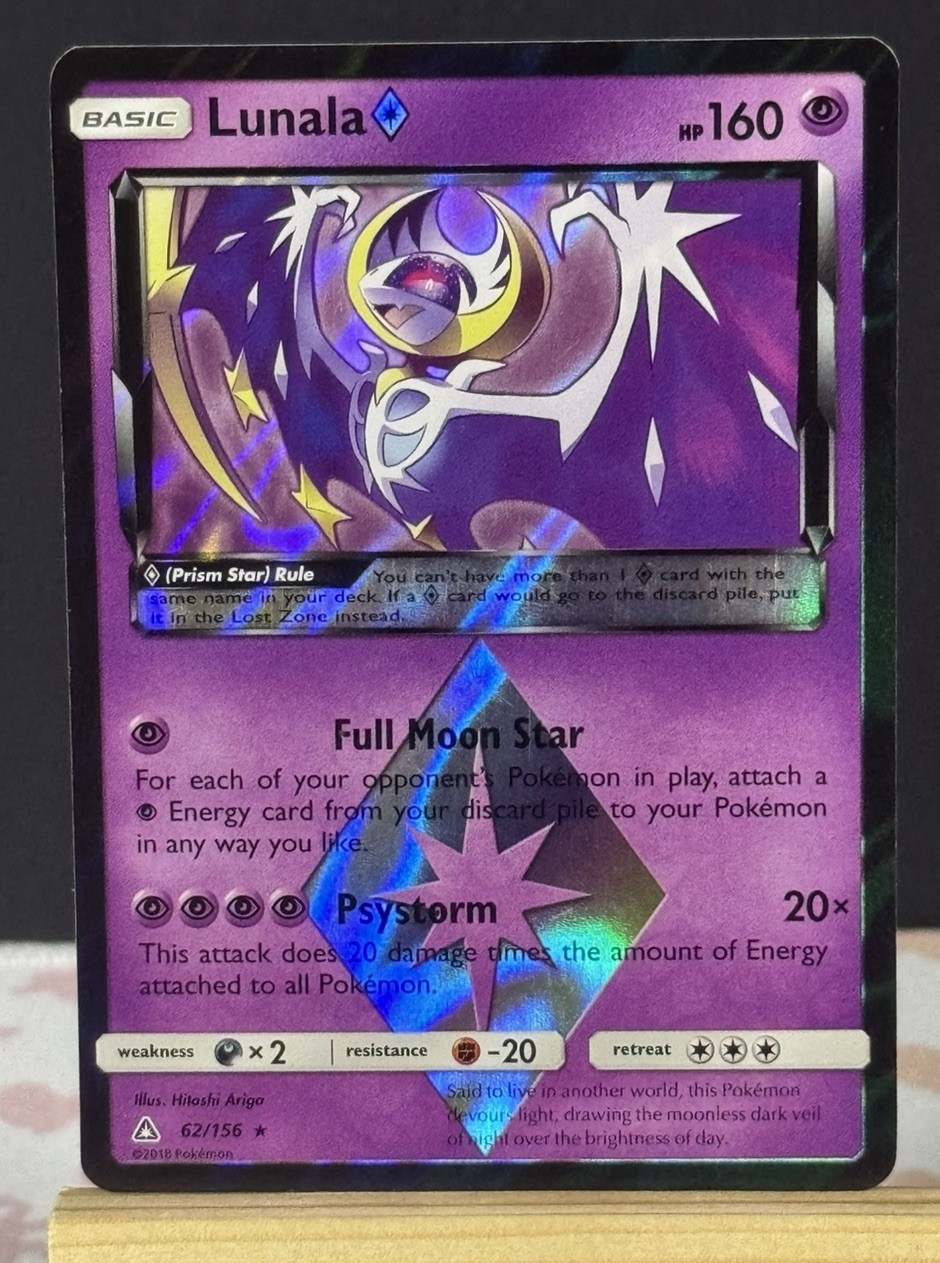 Pokémon Lunala Prism Star 62/156 SM Ultra Prism Holo Rare Card