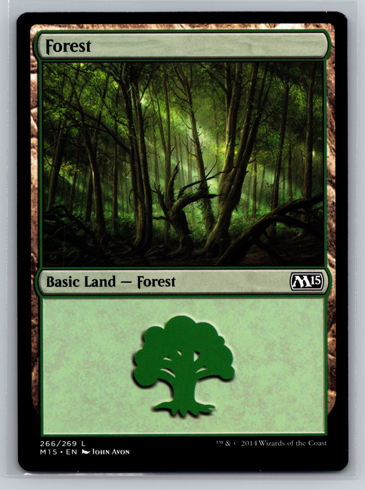 MTG Forest 266/269 L M15 Core Set Basic Land Green Mana John Avon Art WoTC