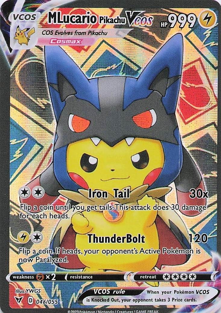 M Lucario Pikachu Pokemon Card VCOS Holo Cosplay