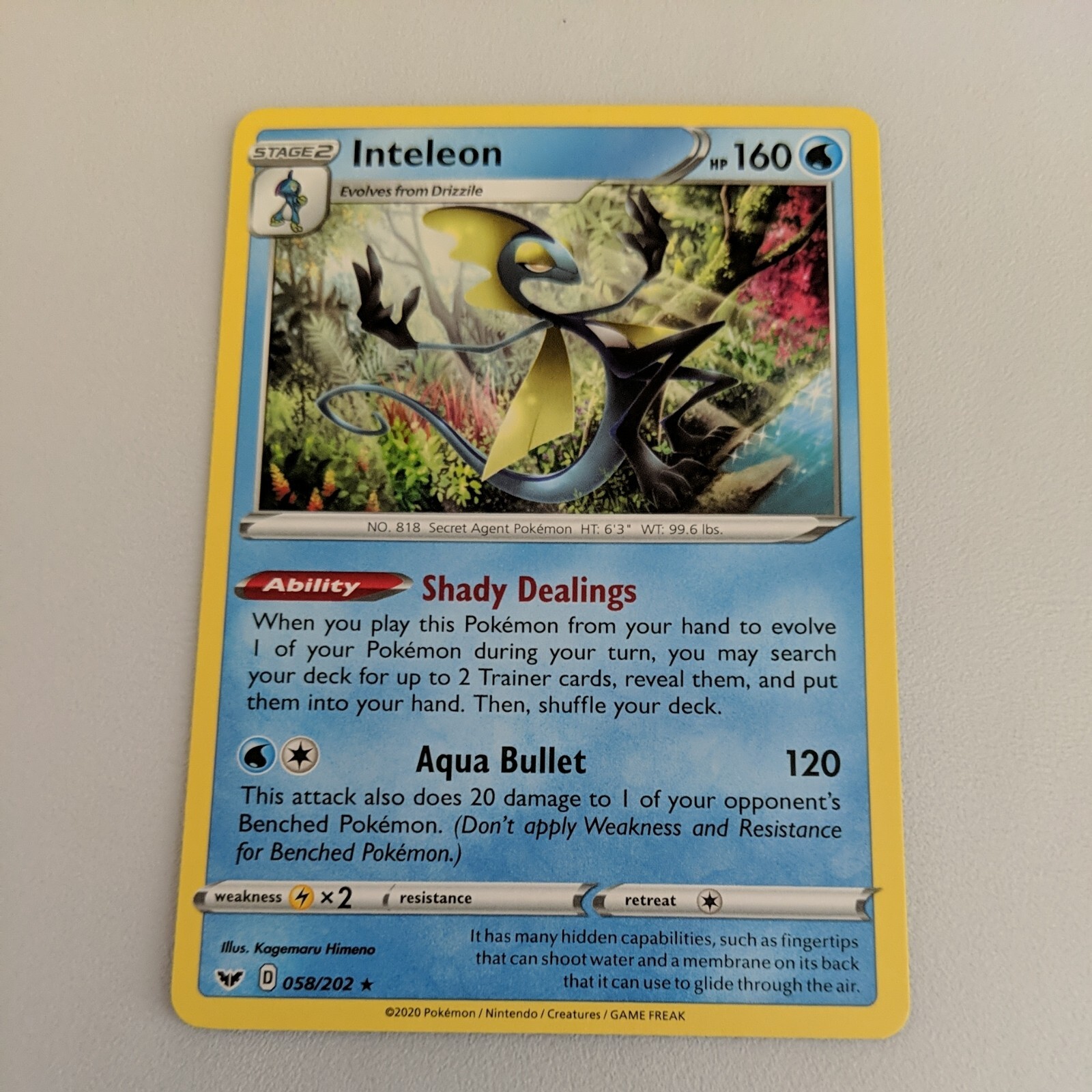 Inteleon (058/202) Sword Shield – Non-Holo Rare Pokémon Card – Near Mint – Water