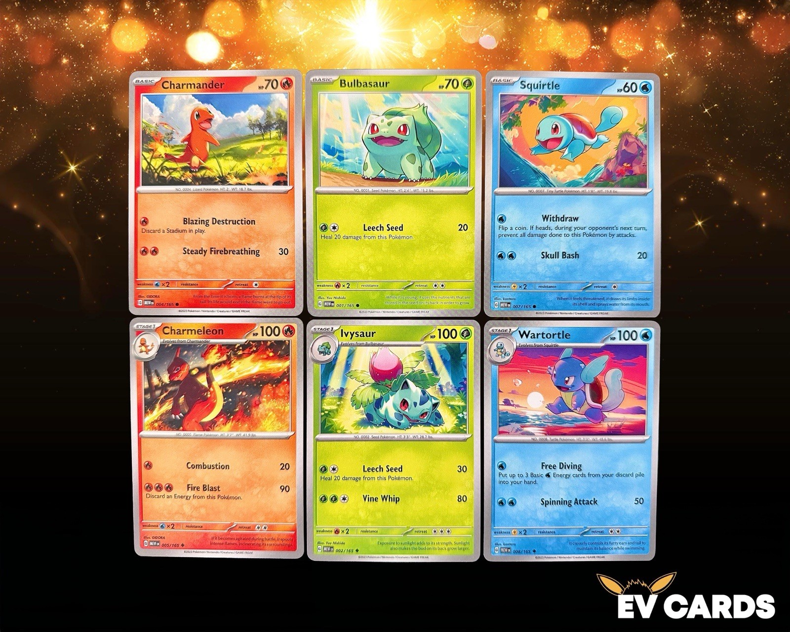 Pokémon TCG – Bulbasaur Charmander Squirtle + Evolutions 6 Card Set | NM