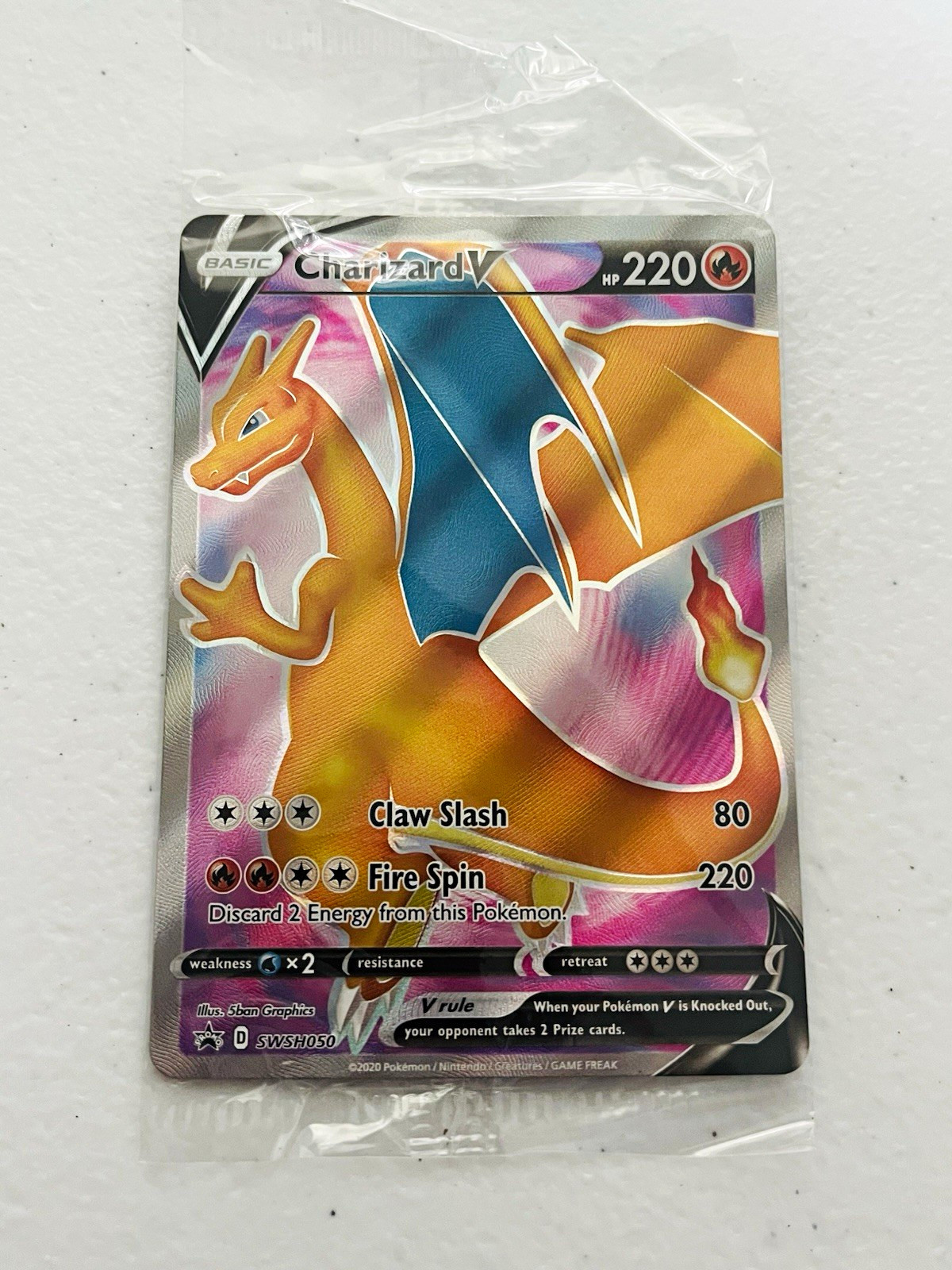 Pokemon TCG Charizard V SWSH50 Promo Holo English 220 HP sealed