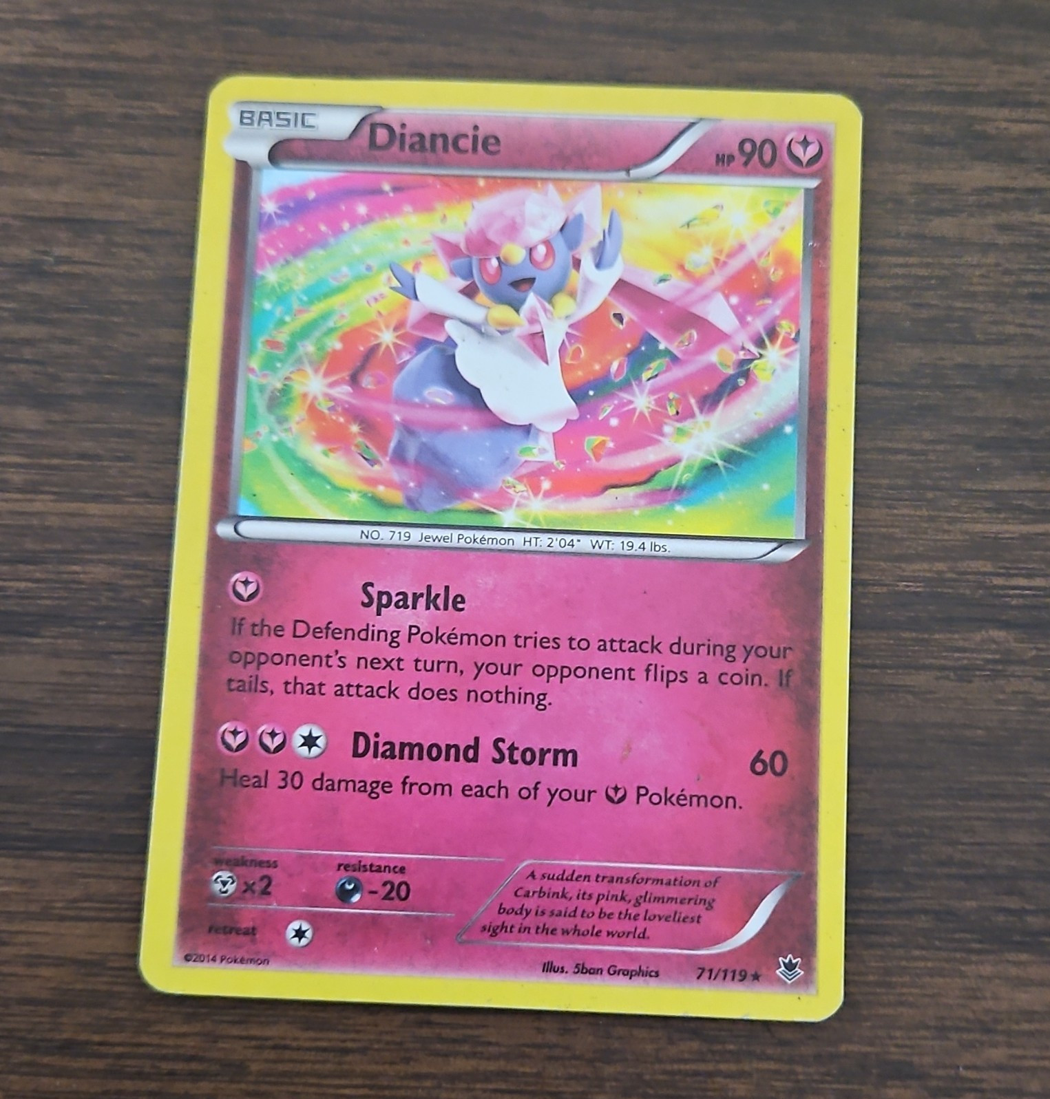 Pokemon TCG Diancie 71/119 XY Phantom Forces Holo Rare 2014 90 HP