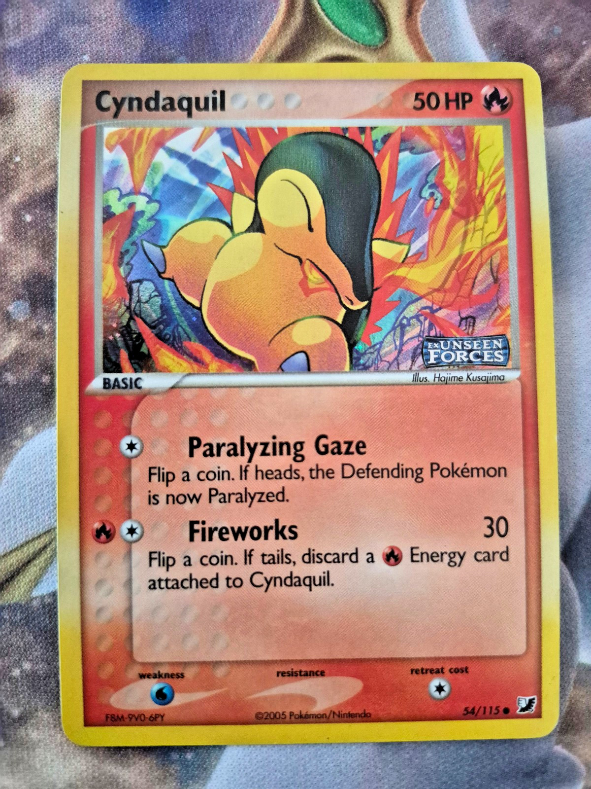 CYNDAQUIL REVERSE HOLO STAMP 54/115 EX UNSEEN FORCES POKEMON ENGLISH MP