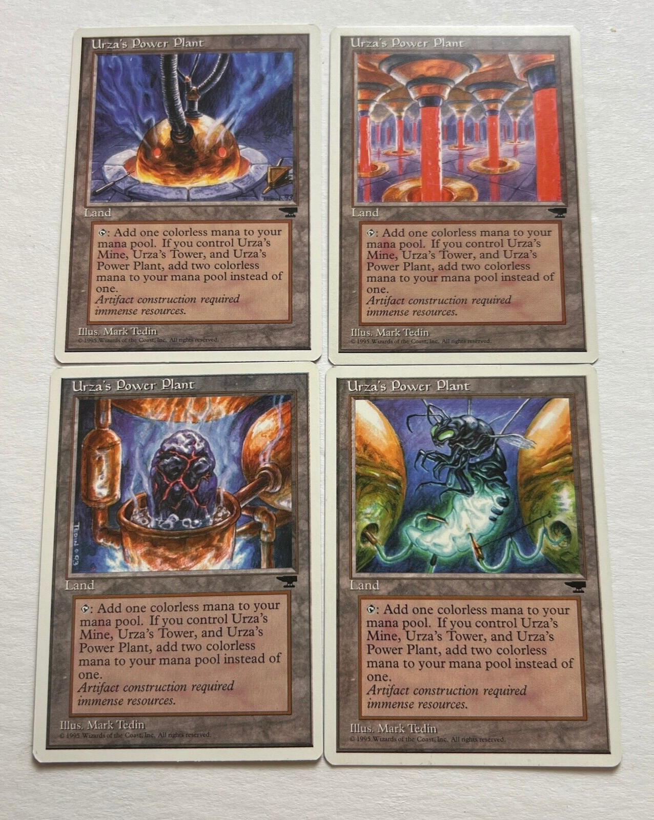 MTG 4x Urzas Power Plant Antiquities All 4 Alternate Arts MP Moderately Played