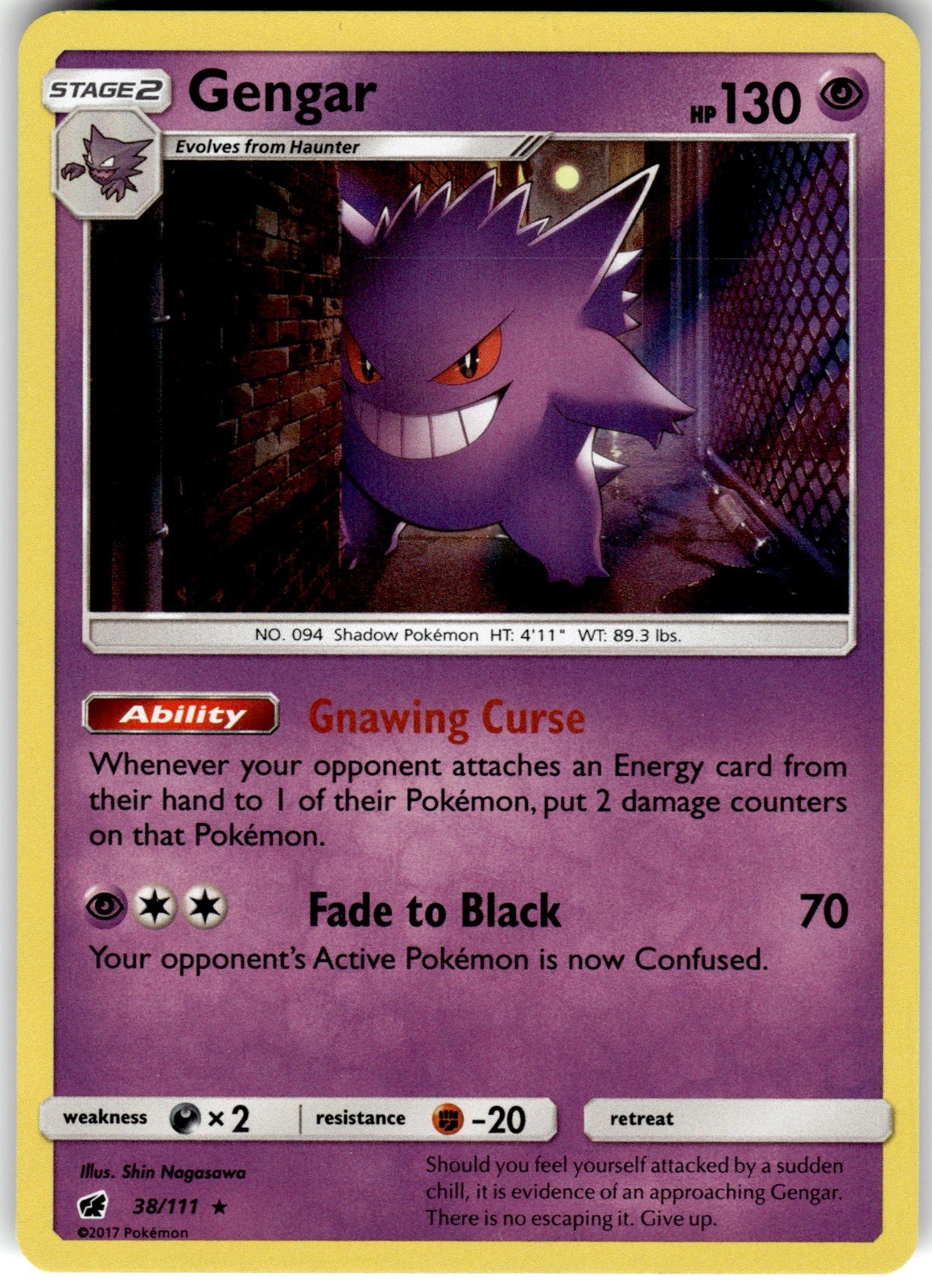 Gengar SM – Crimson Invasion 38/111 2017 NM