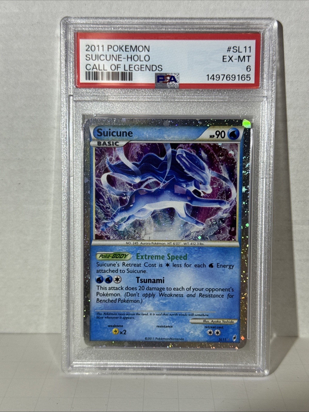 2011 POKEMON CALL OF LEGENDS #SL11 SUICUNE-HOLO PSA 6