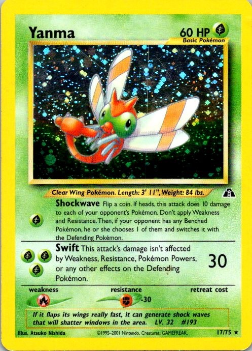 Yanma (17) Holo Rare Neo Discovery 17/75 LP (SKU 1-1)