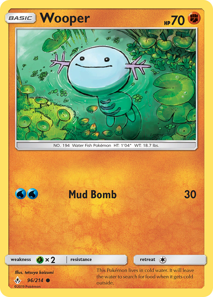 Wooper 96/214 Common Unbroken Bonds Pokemon Reverse Holo Near Mint