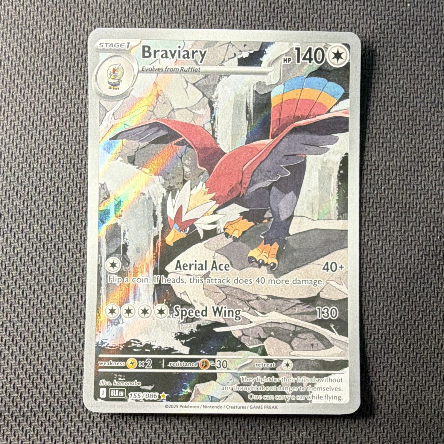 The Pokemon Company Pokemon TCG Braviary 155/086 SV 2025 Eng IR Holo 140 HP