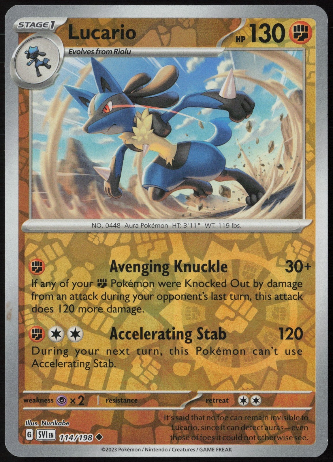 Pokémon – Lucario 114/198 – Scarlet & Violet – Reversen Holo – NM/M
