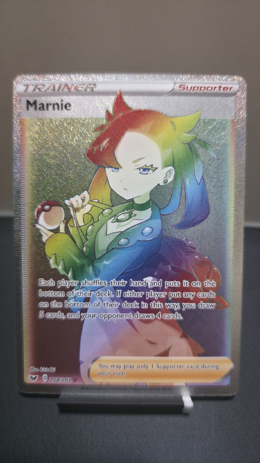 Pokémon Marnie Sword & Shield – Secret Rare Full Art Holo – 208/202