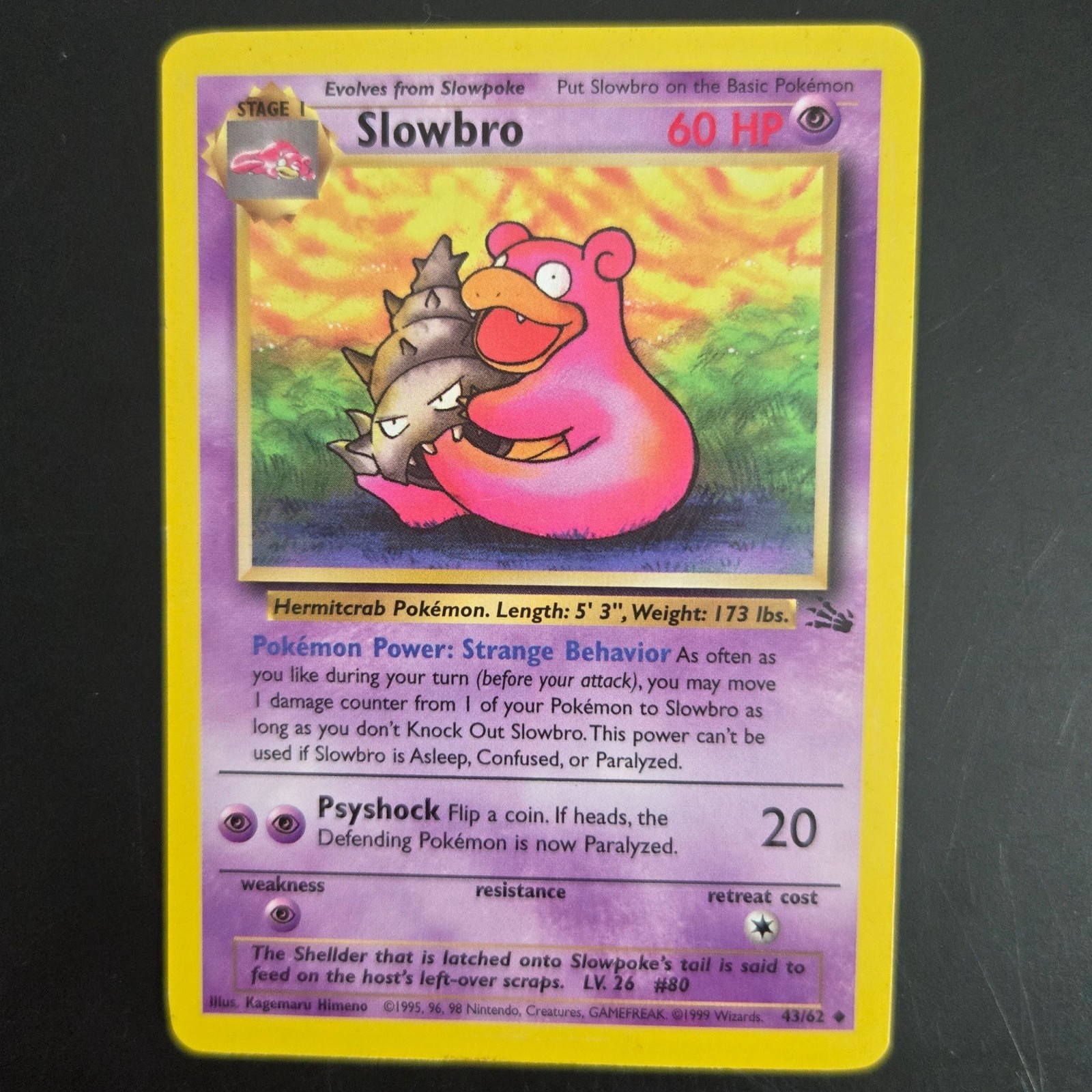 Pokemon Slowbro Fossil FO 43/62 Uncommon Psychic Stage 1 Hermitcrab 60 HP