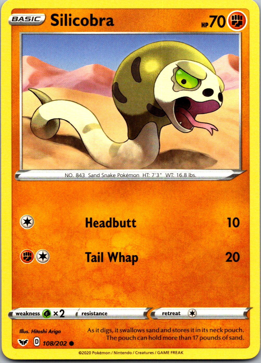 Silicobra (108) #108/202 SWSH01: Sword & Shield Base Set Atsuko Nishida NM